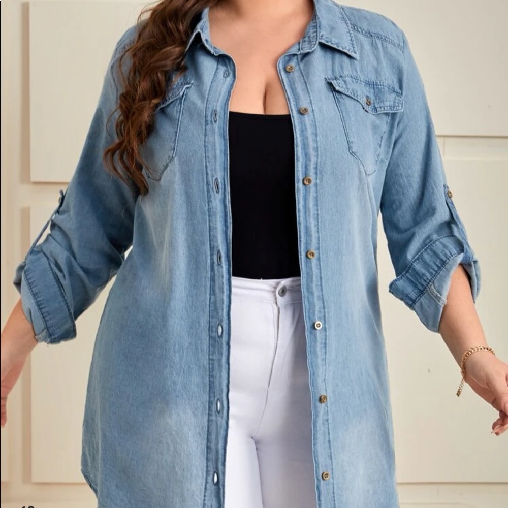 Blue chambray denim shirt